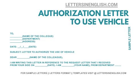 letter  authorization   vehicle sample authorization letter