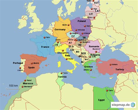 pin europakarte mit hauptstaedten politische karte  pinterest