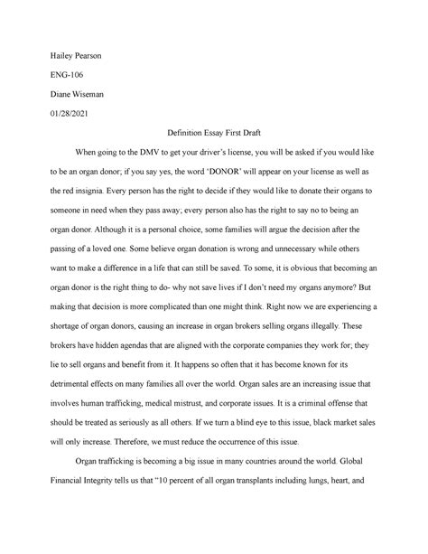 eng  definition essay  draft  hailey pearson eng diane
