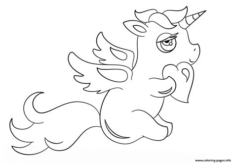 chibi unicorn  heart coloring page printable