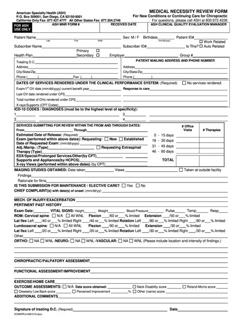 ash medical necessity review form fill  printable fillable