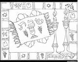 Shabbat Kids Jewish Shavuot Shabbos Colouring Printable Challah Hebrew Passover Torah Coloringareas Purim sketch template