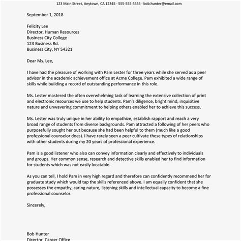 writing  college recommendation letter template business format