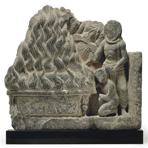 buddha s cremation gray schist relief from gandhara 2nd
