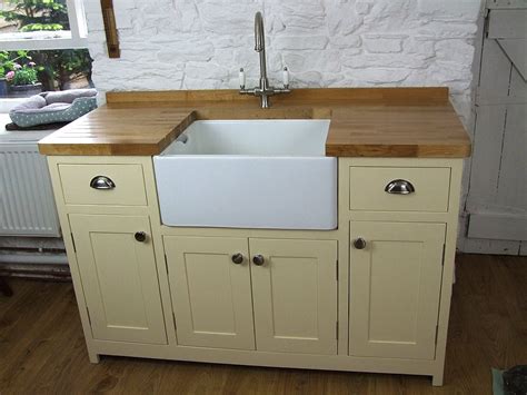 freestanding belfast sink cupboard fitted   mm thick oiled oak