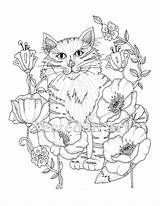 Punch Needle Cat Coloring Pattern Book Kitty sketch template