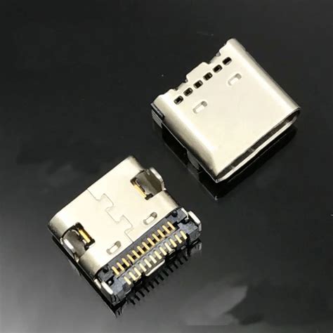 pcs p usb  type  connector  pin receptacle  angle type  pcb smt dual row tab