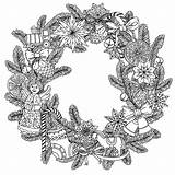 Christmas Wreath Coloring Pages Adult Socks Decorative Angel Gifts Near Stars Items Year Beautiful sketch template