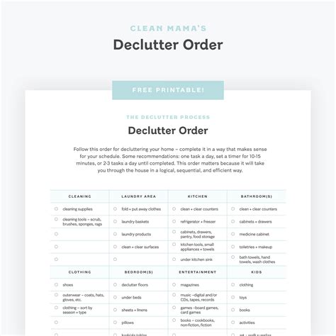 printable declutter order clean mama
