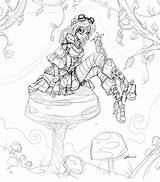 Alice Steampunk Wonderland Coloring Sketch Pages Adult Drawings Fairy Noflutter Tattoo Deviantart Drawing Visit Colouring Choose Board sketch template