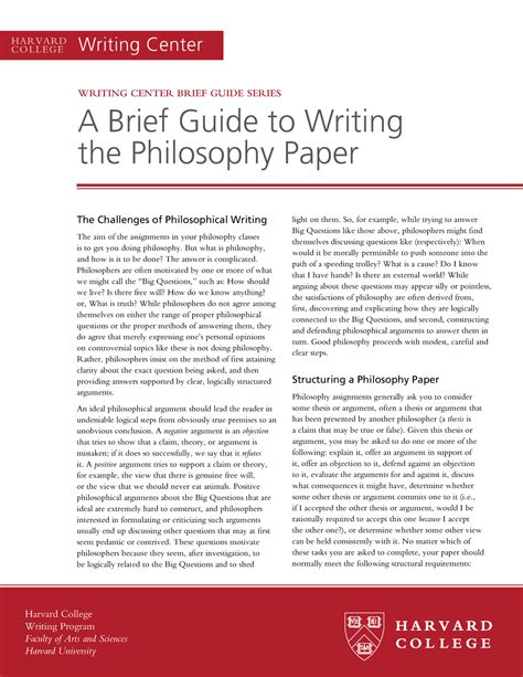 guide  writing philosophy paper harvard college writing