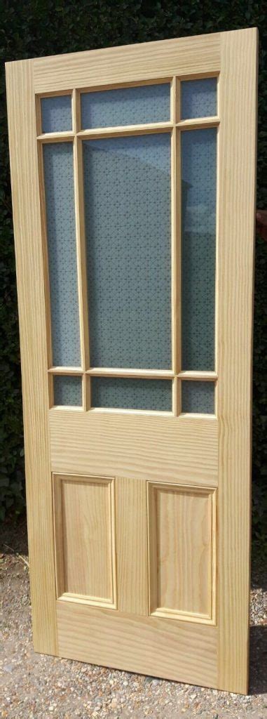 New Solid 9 Panel Glazed Glass Pine Interior Door Solid Wood Clear Wax