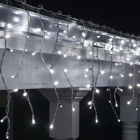 mm led icicle lights cool white twinkle white wire yard envy