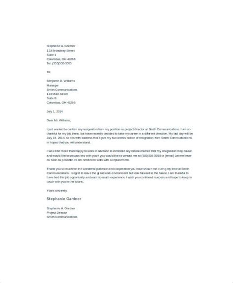 letter  resignation    letter template