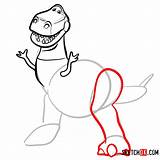 Toy Story Rex Draw Step Sketchok Easy sketch template