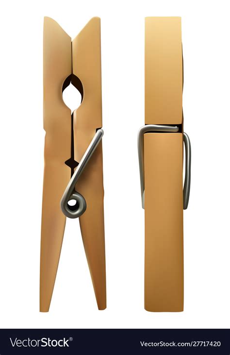 Wooden Clothespin On White Isolated Royalty Free Vector