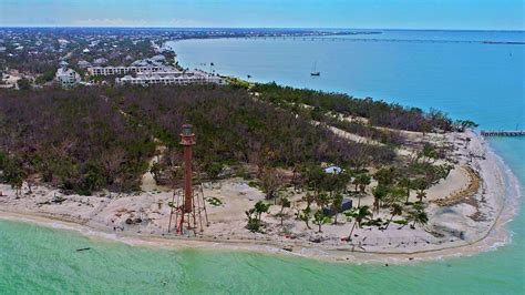 drone video  sanibel island florida shows lighthouse scars  ian