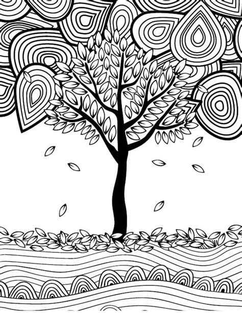 coloring pages fall coloring pages  adults tree