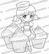 Coloring Delight Cupcakes Stamp Digital Girl Digi Pages Cute Pastry Baking Stamps Gothic Anime Choose Board Etsy Lemonshortbread sketch template