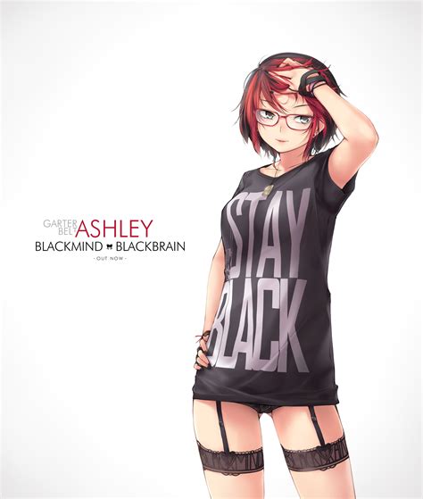 wallpaper anime girls stockings short hair redhead glasses