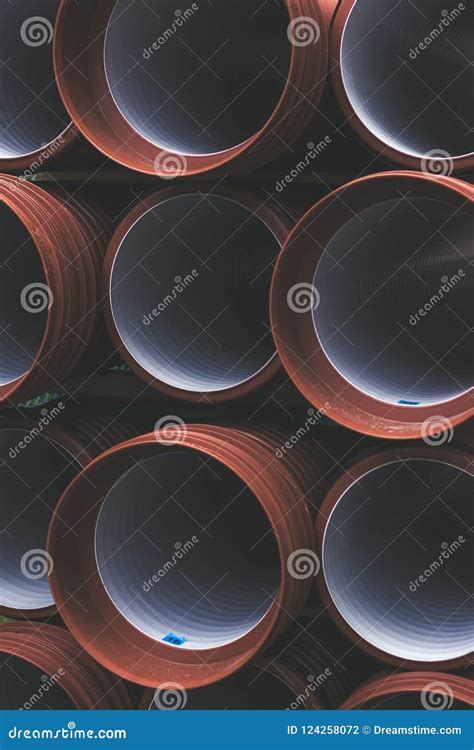 pipes laying   road stock photo image  cable power