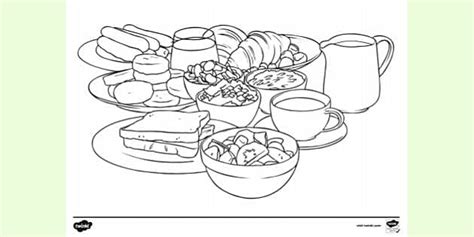 breakfast food colouring page colouring sheets
