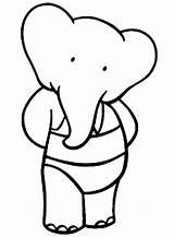 Coloring Swimsuit Babar Pages Bikini Elephant Getcolorings Diaper Isabelle Popular sketch template