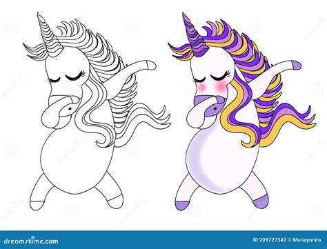 dabbing unicorn stock vector illustration  coloring