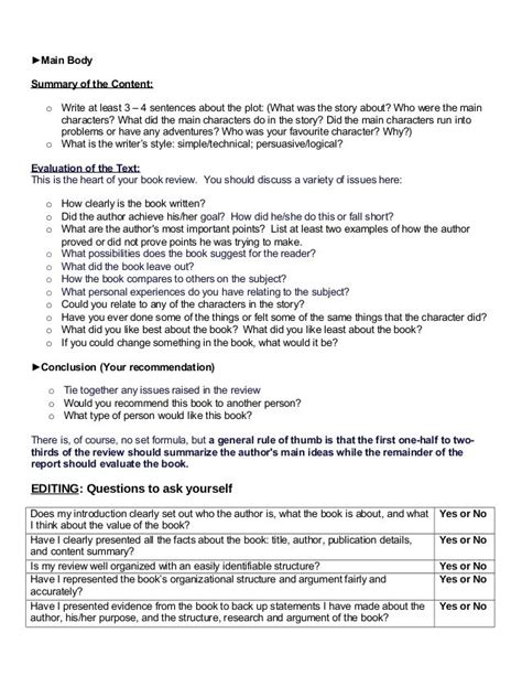book review format  book review template writing  book review