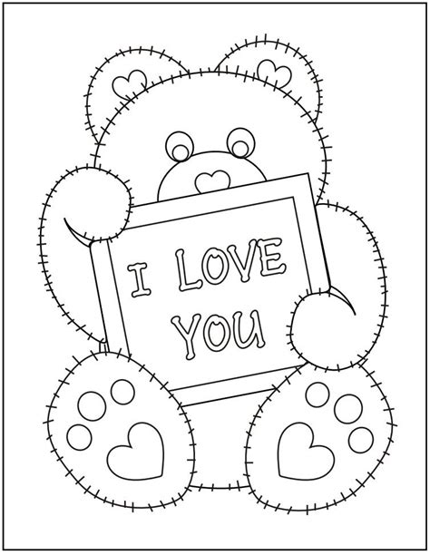 teddy bear printable valentines coloring pages valentines day coloring