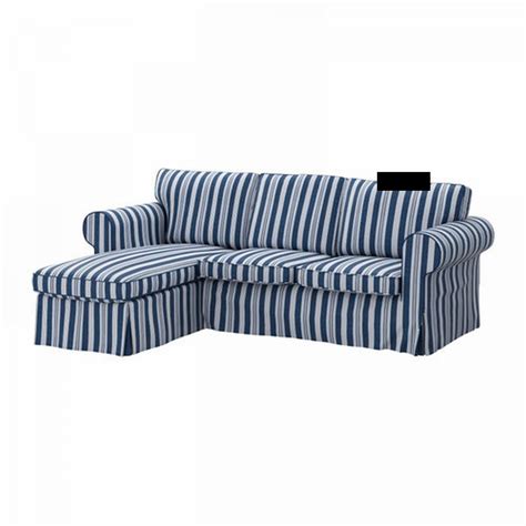 ikea ektorp loveseat sofa  chaise cover slipcover abyn blue white stripes abyn