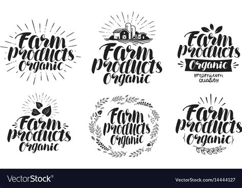 farm products label set agriculture farming vector image
