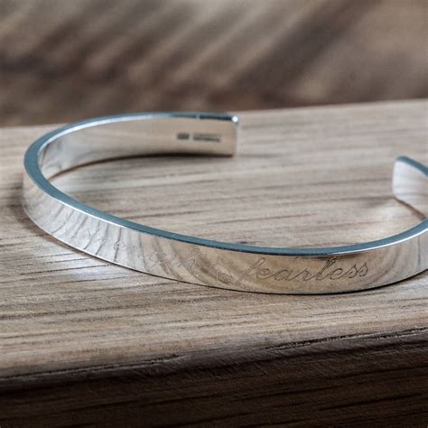personalised sterling silver engraved cuff bangle   jewellery