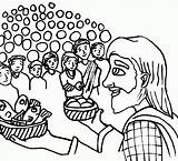 5000 Feeding Clipart Jesus Feeds Coloring Cliparts Library sketch template