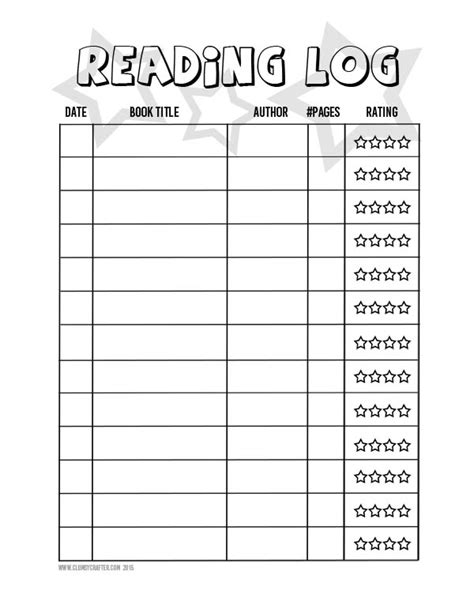 printable reading log clumsy crafter