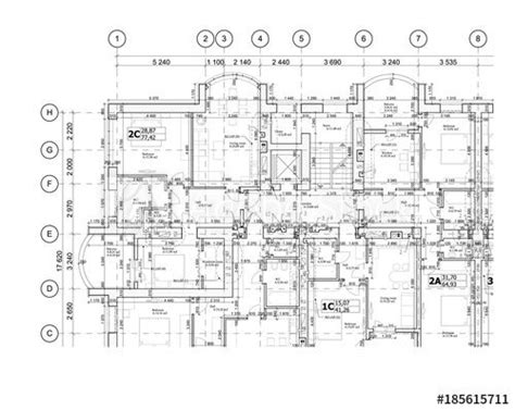 part   detailed architectural plan floor plan layout blueprint vector illustration