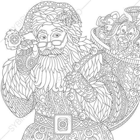 adult coloring page santa claus zentangle doodle coloring