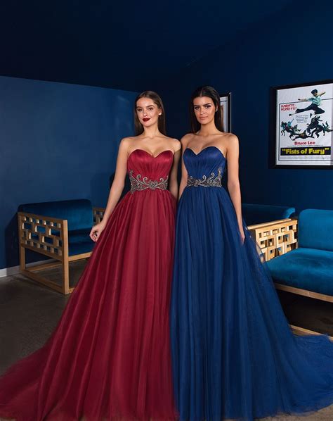 cinema night tulle prom dress strapless dress formal prom dresses