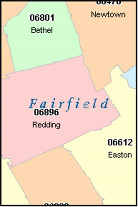 fairfield county connecticut digital zip code map