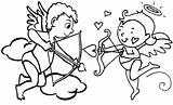Coloring Cupid Bow Pages Holding Kids Beautiful sketch template