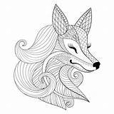 Fox Coloring Pages Face Doodle Zentangle Fennec Wild Drawn Adults Monochrome Hand Style Adult Foxes Vector Animal Dreamstime Getcolorings Illustration sketch template