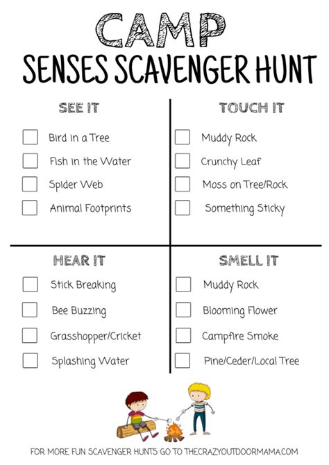 printable camping scavenger hunt printable word searches
