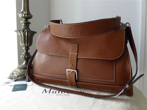 mulberry large chiltern buckle satchel in oak grain vegetable tanned