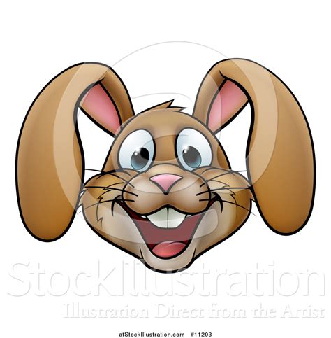 vector illustration   cartoon happy brown easter bunny rabbit face