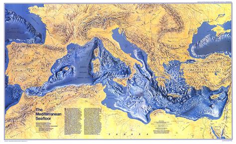 mediterranean seafloor map published  national geographic maps