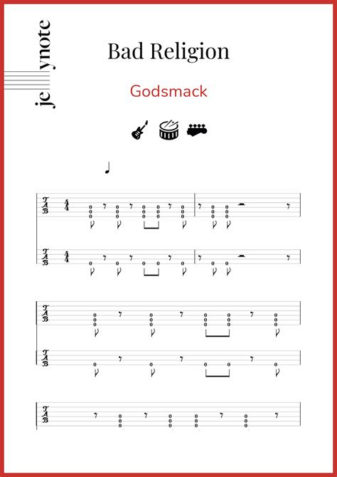 godsmack bad religion guitar drumset and bass sheet