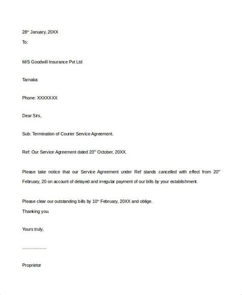 termination letter templates   word  documents