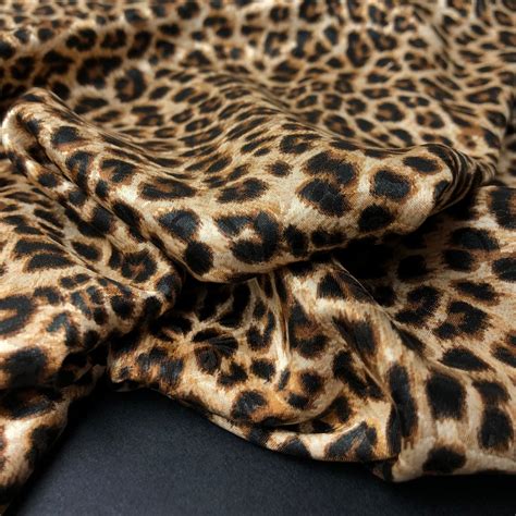 leopard print fabric silk satin  floral pattern fabric etsy