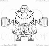 Clipart Plump Tourist Holding Beer Female Cartoon Thoman Cory Outlined Coloring Vector sketch template