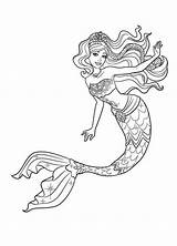 Mermaid Coloring Pages Barbie Princess sketch template